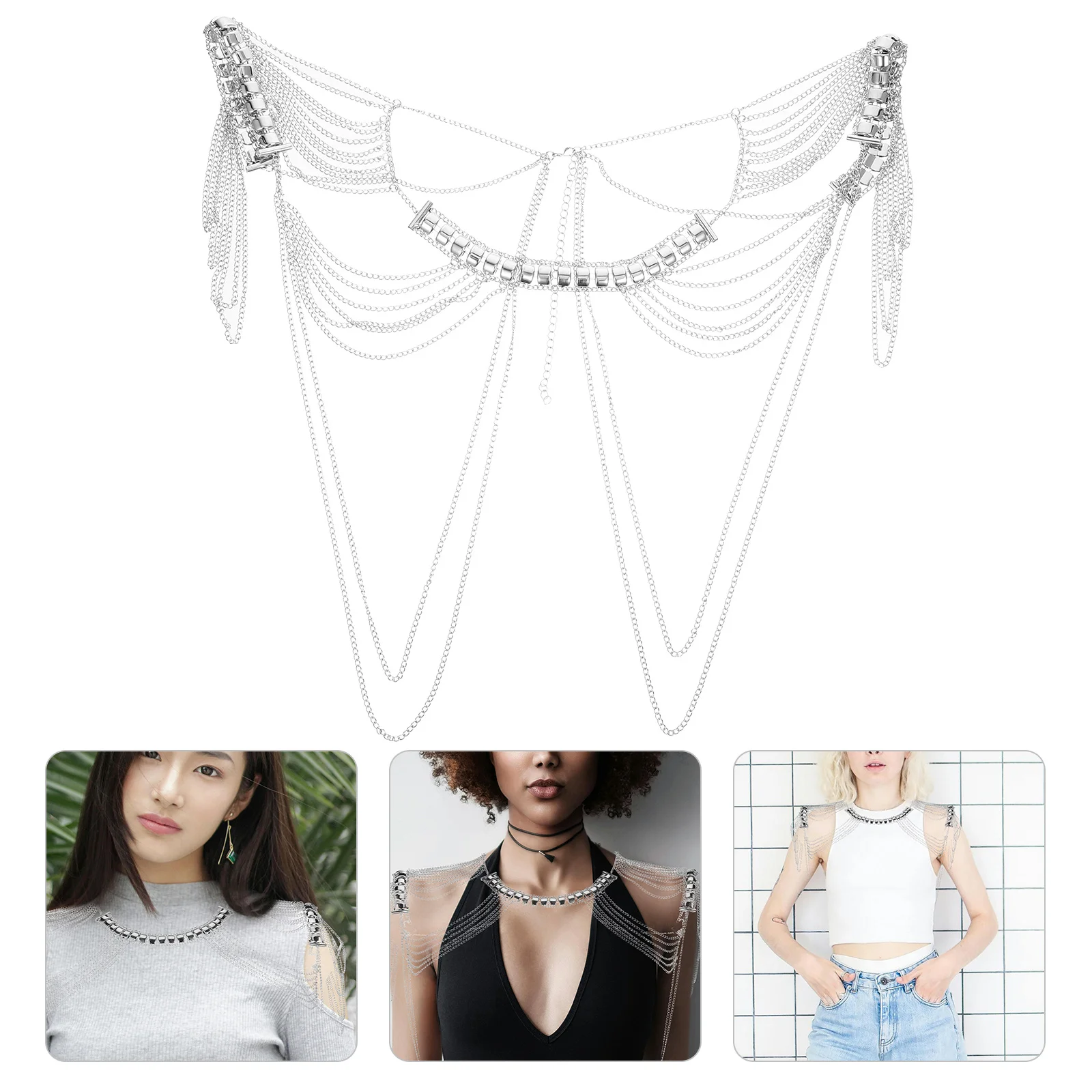 Stylish Tassel Shoulder Chain for Women Alloy Body Chain Comfortable Lightweight Wear for Masquerade Festival Beach Outings