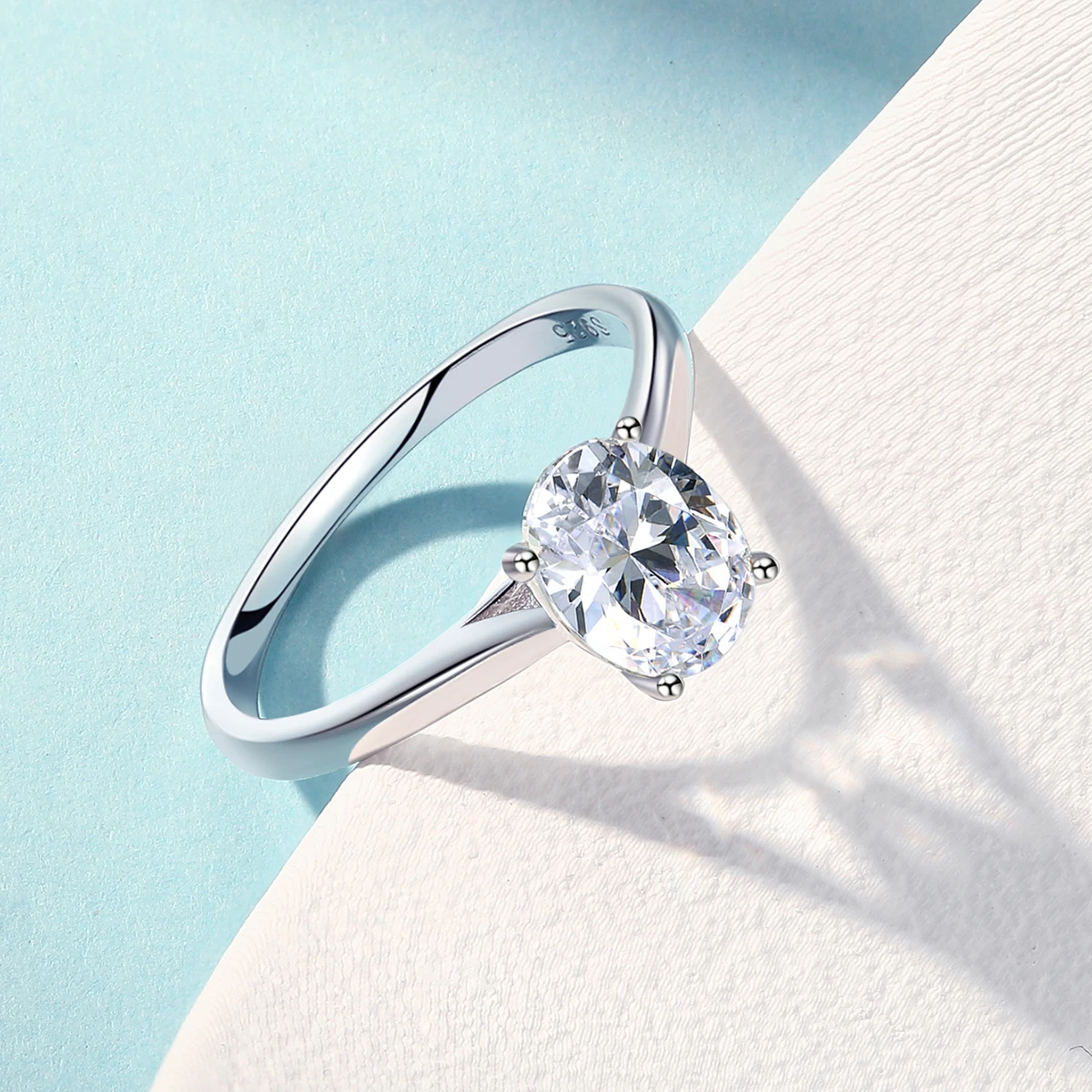 Gold Plated 14K Platinum-plated Oval Cut Denier Cubic Zirconia S925 Sterling Silver Fashion Bridal Ring Wedding Rings