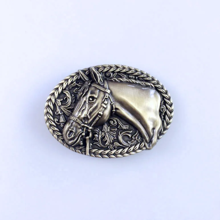 Oval Vintage Style Western Horse Cowboy Belt Buckle also Stock in US BUCKLE-WT051 Free Shipping