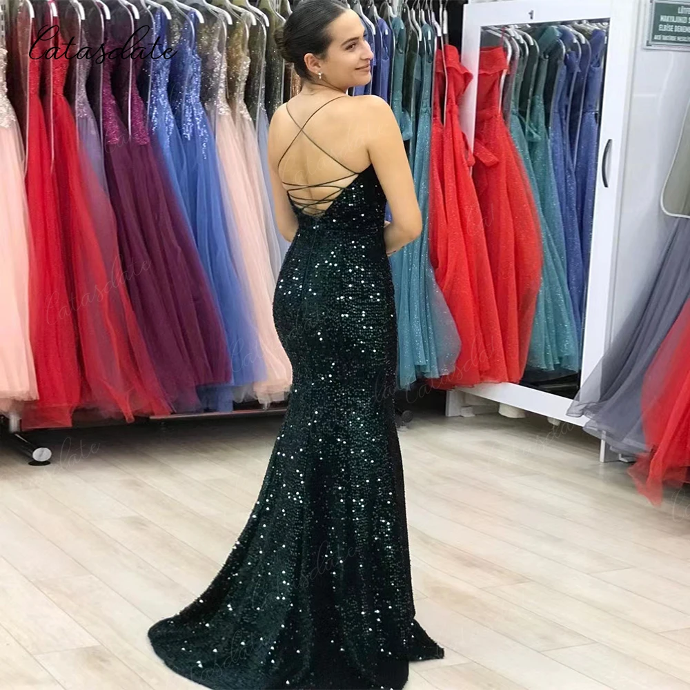 Catasdate Mermaid Evening Party Dress vestidos para mujer gala Sequins Prom Dress 2024 Shiny Engagement Dresses Formal Occasion