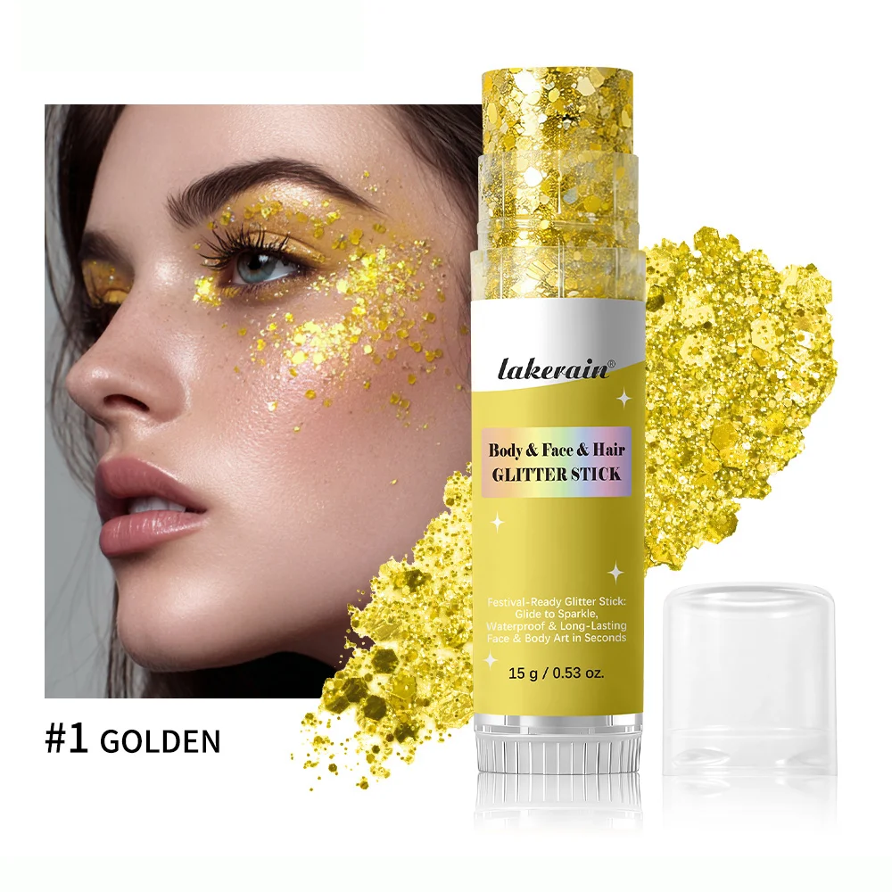 Lakerain Sparkling Gel Highlighter Stick Glanzende Sequin Body & Gezichtsmake-up Glittergel voor Lichaam en Gezicht