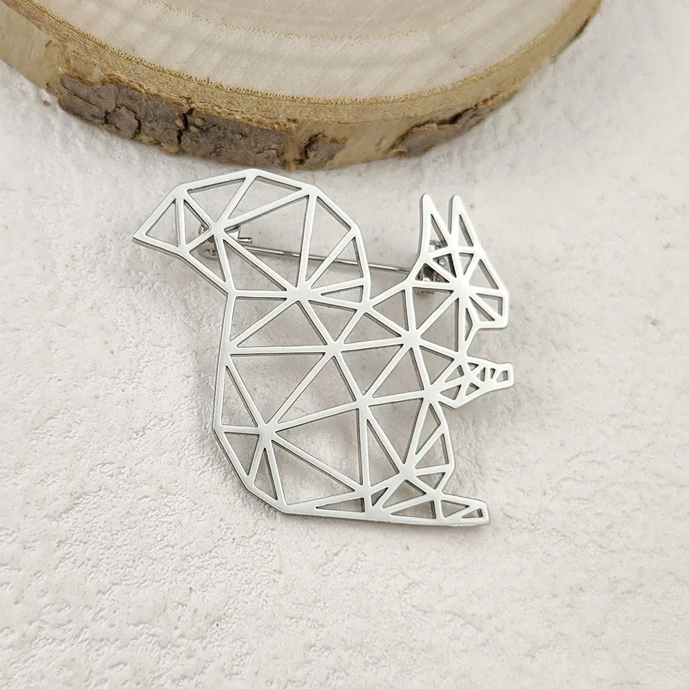 بروش على شكل سنجاب مجوف من الفولاذ المقاوم للصدأ مطلي بالذهب عيار 18 قيراط، إكسسوارات بدلة سوداء، مجموعة مطابقة لحفلات الزفاف #5