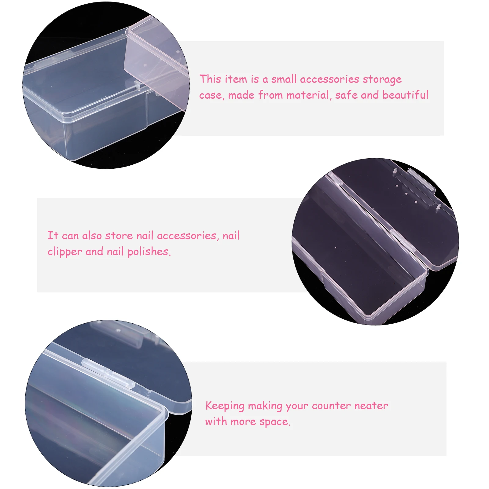 

4pcs Tools Storage Boxes Pink White ABS Material Compact Manicure Tool Box Nail Art ganizer Containers Storage Case Accessories