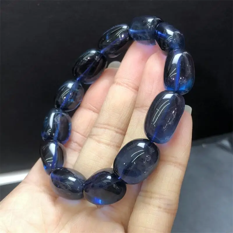 12-17MM Natural Blue Fluorite Freeform Quartz Bead Bracelet Healing Crystal Charm For Women Energy Jewelry Gift 1PCS