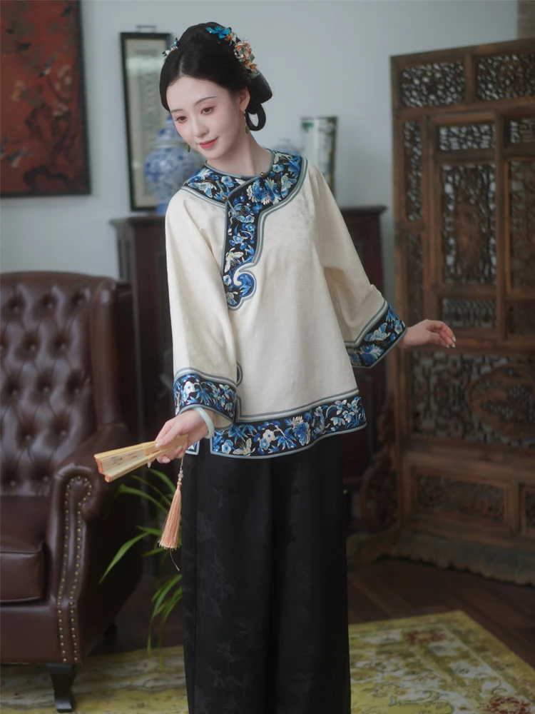 

New Chinese Sle Heavy Embroidery Dr Return Home Qini Beau Loose Top Slanting Collar Traditional National Sle