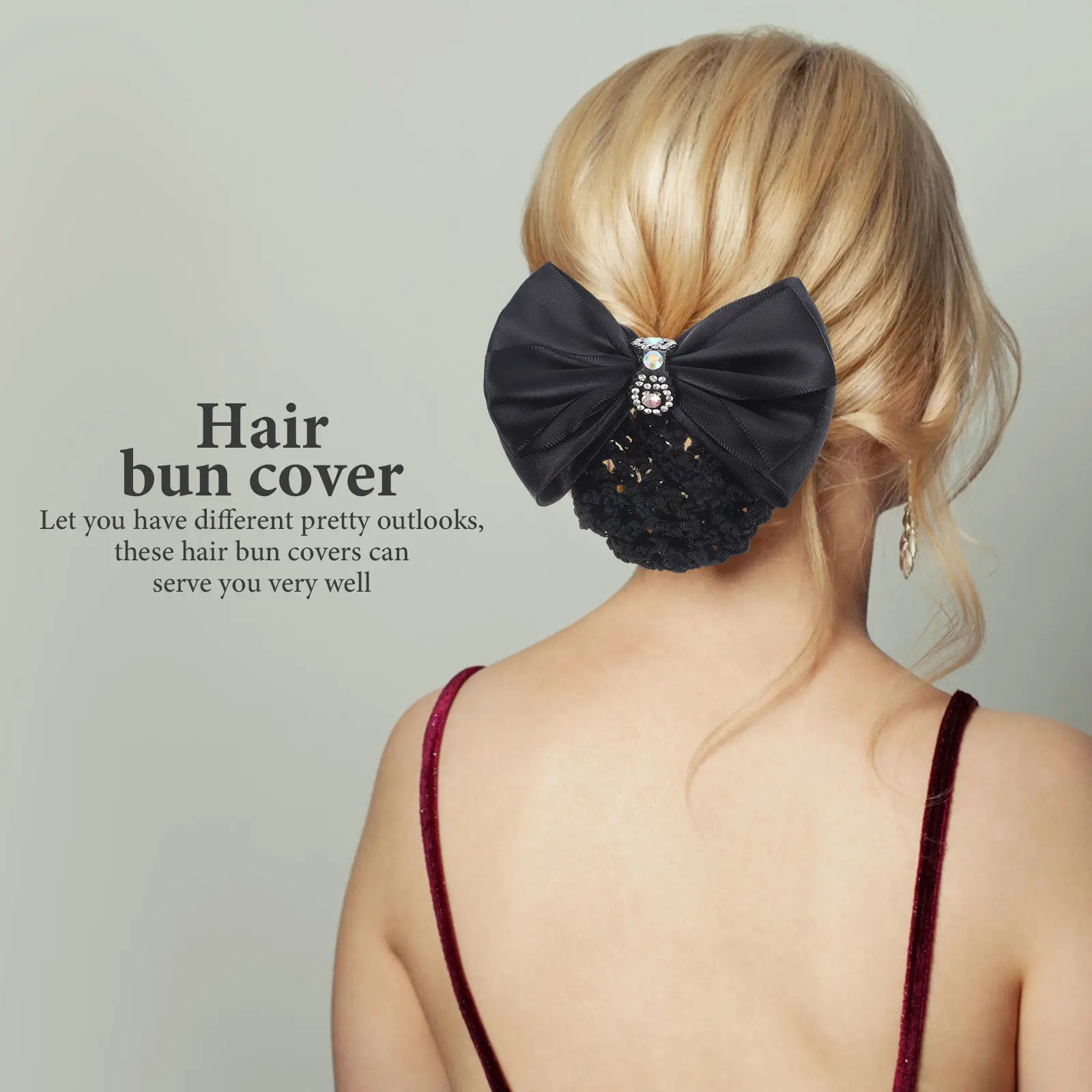 

2 шт. Сетки-накладки для пучка с бантом и заколкой для женщин, стильные накладки для пучка для медсестер и стюардесс, простые классические цветные элегантные аксессуары для волос