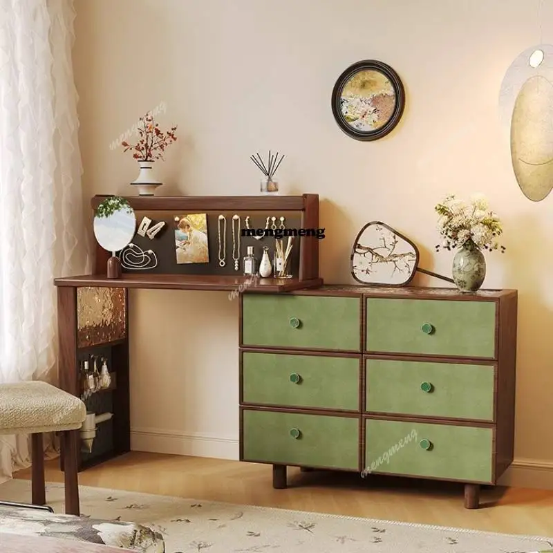 Green Brown Makeup Vanity Desk European Vintage Drawer Cheap Makeup Vanity Desk Modern Wooden Kaptafel Furnitures For Bedroom