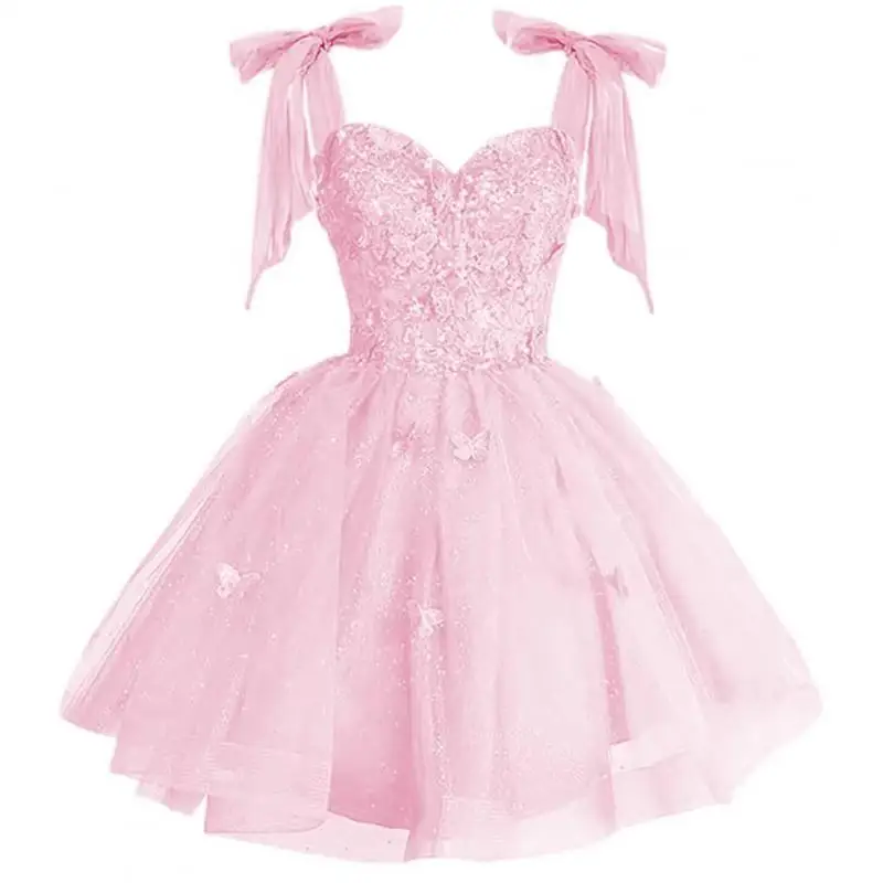 Strap Short Evening Dress Flower Fairy Party Adult Ceremony Host Princess Starry Sky Dress Performance Art Exam Dress Customized