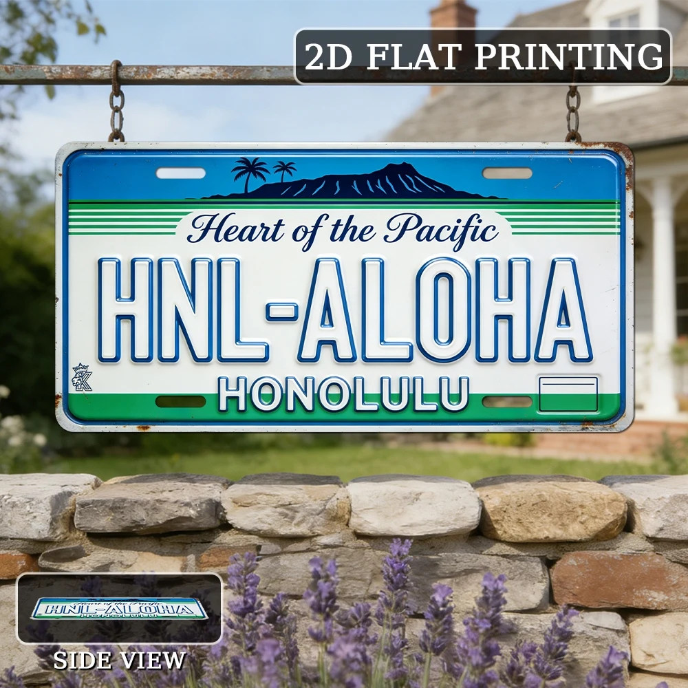 2D Flat, 2D Flat - 2D Flat, 2D Flat, 1pc, Vintage Sign Decoration (12.0inch × 6.0inch), Honolulu, Hawaii City Decorative Sign, O