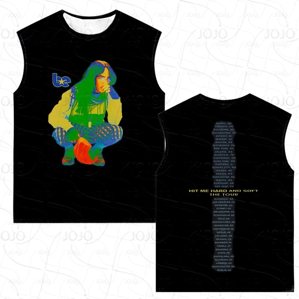 بيلي إيليش ضرب لي الصلب والناعم 205 جولة الحفل خمر تانك القمم الرجال النساء موضة سترة دون أكمام الهيب هوب البوب فضفاض #2