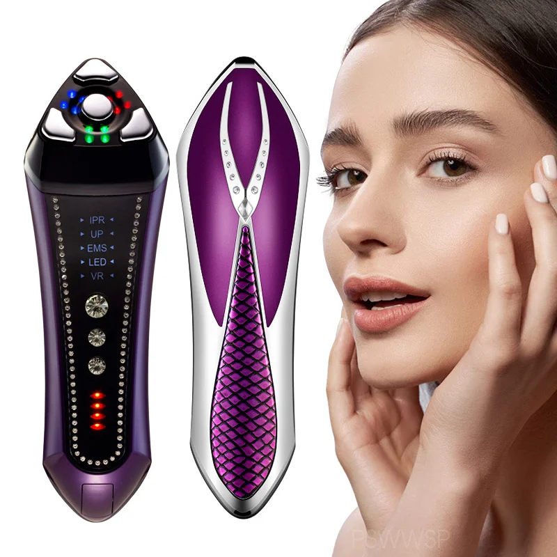 Micro Current Ion Import Skin Tightening Device EMS Face Lifting Beauty Instrument R F LED Photon Therapy Wrinkle Removal Tool