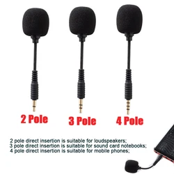 3.5mm Jack Mini Flexible Folding Condenser Microphone 2/3/4 Pole for Mobile Phone Loudspeaker Sound Card PC Computer Laptop