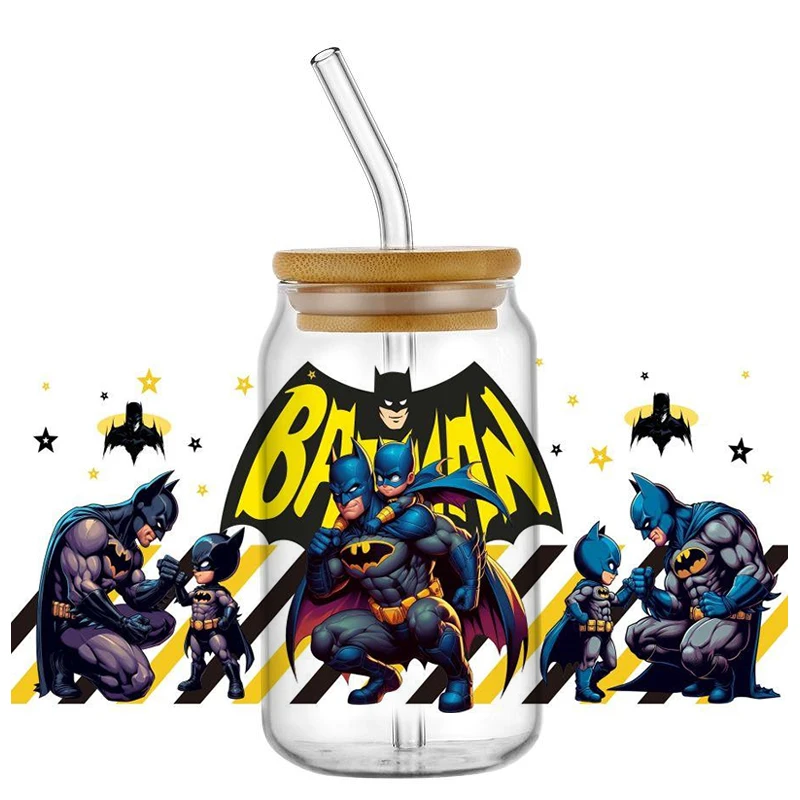 Superhero Dad 16oz UV DTF Cup Wrap Cartoon Transfers Libbey Wrap Tumbler DIY Logo Sticker Glass Can Selfadhesive Waterproof