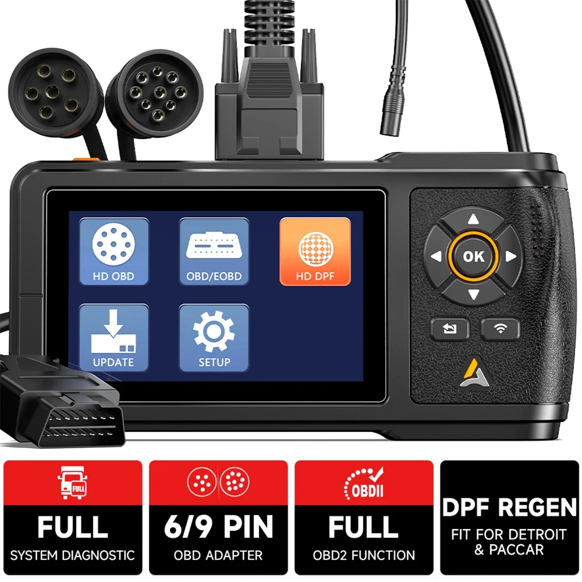 

ANCEL HD431 Heavy Duty Truck Scanner D.PF Reset Forced Regeneration for Cunmmins Caterpillar Engine All System Diesel Scanner
