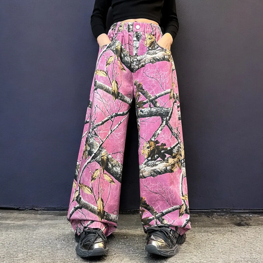 

Kids Cargo Pants for Girls Baggy Trousers Pink Print Unique Design Children Teenagers Outfits Baby Clothes 5 7 9 10 11 12 Years