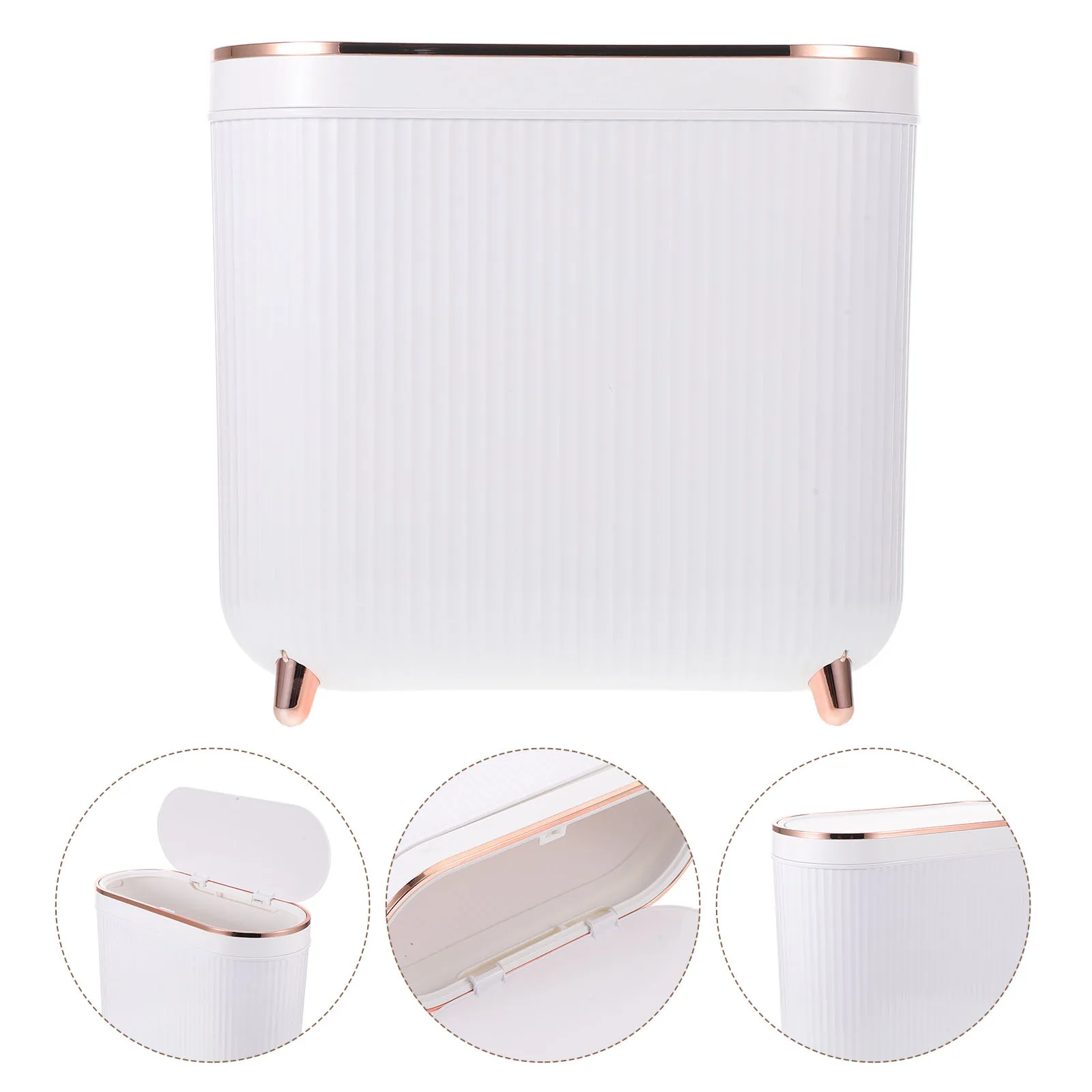

12L Trash Can with Lid Bathroom Slim Waste Bin Odor Containing Contemporary Design for Small Spaces Home Hotel Office Use
