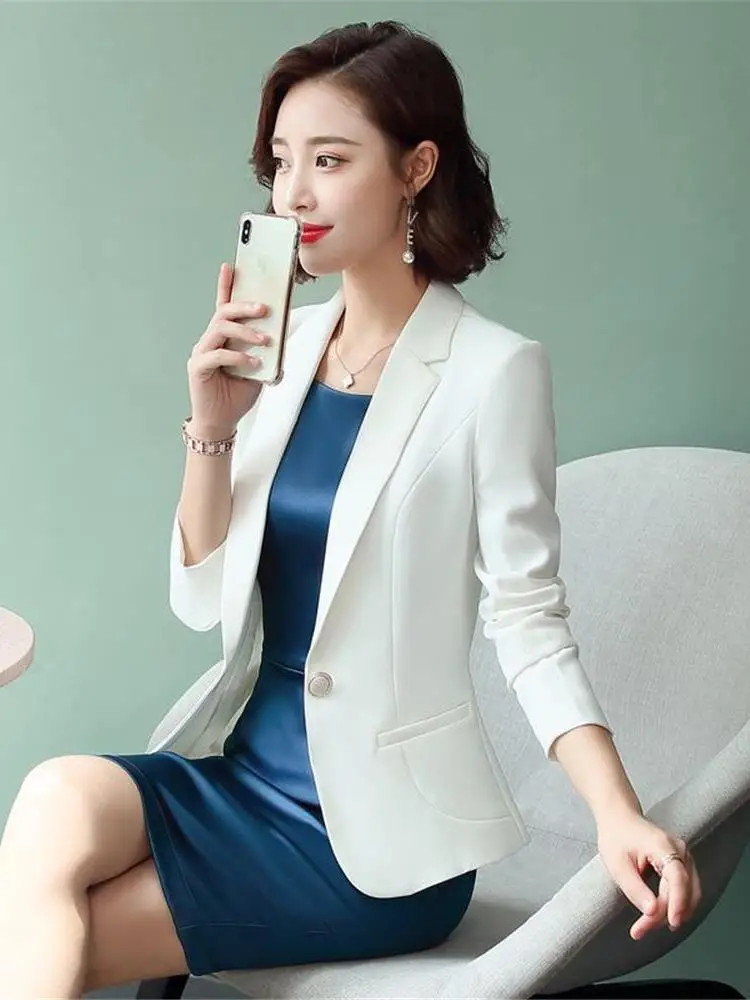 

White ort Suit Jaet for Women Slim Fit Workwear Cleanfit Sle Long Sve Button Closure Spring Autumn New Arrival