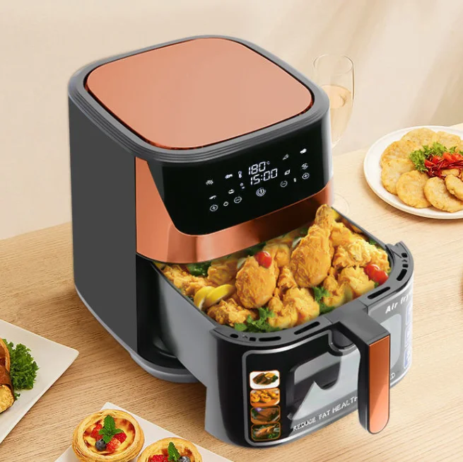 Large Capacity Visible Stainless Steel Air Fryer Automatic Multifunctional Electric Fryer for Home Kitchen