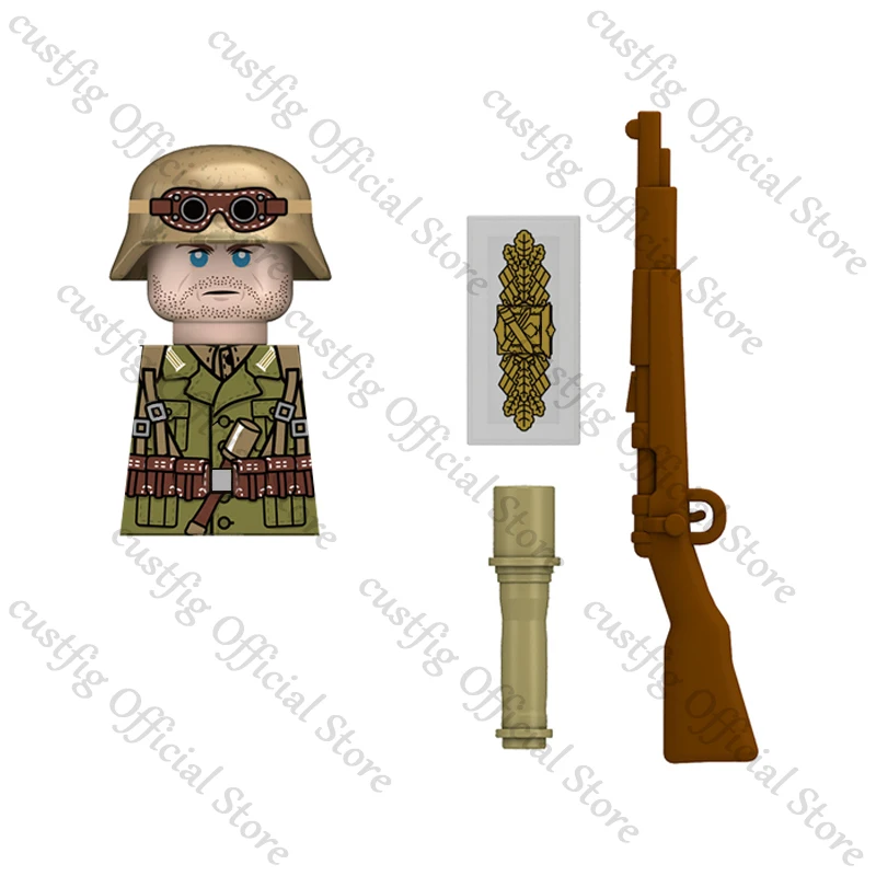 WW2 Nord Africa Korps Soldato tedesco Action Figures Building Blocks Guerra militare Fanteria Pistola Casco Arma Mattoni Giocattolo per bambini Regalo