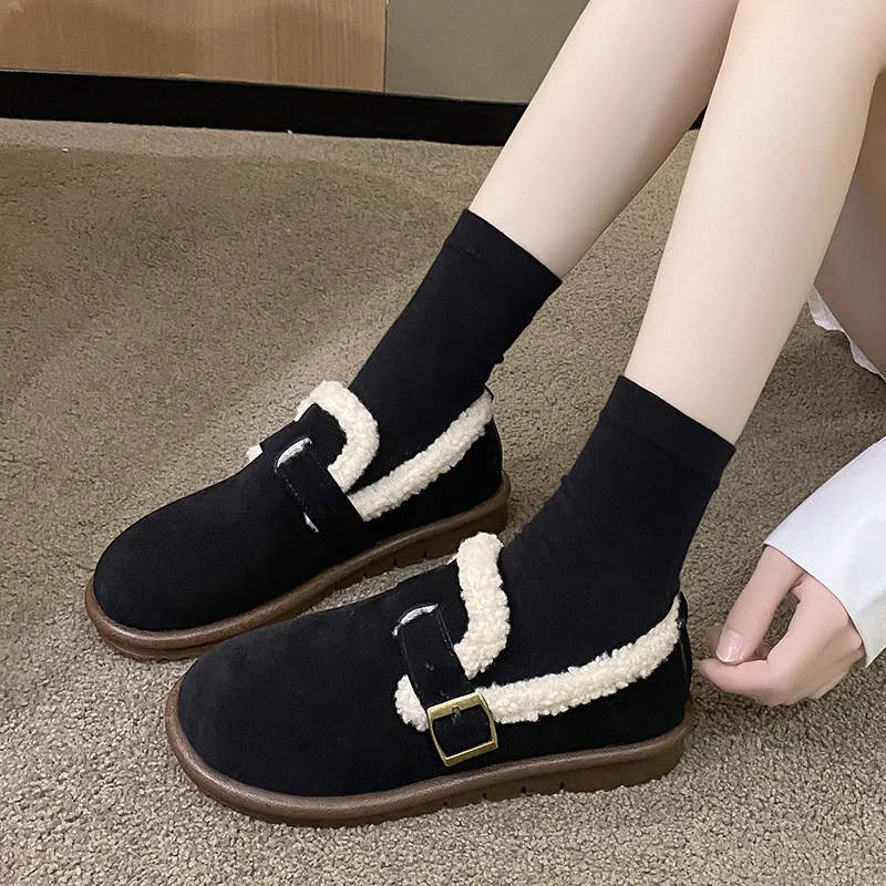 Shoes Woman Flats Soft Casual Female Sneakers Autumn Round Toe Clogs Platform Loafers With Fur Dress Fall New Creepers Slip-on M