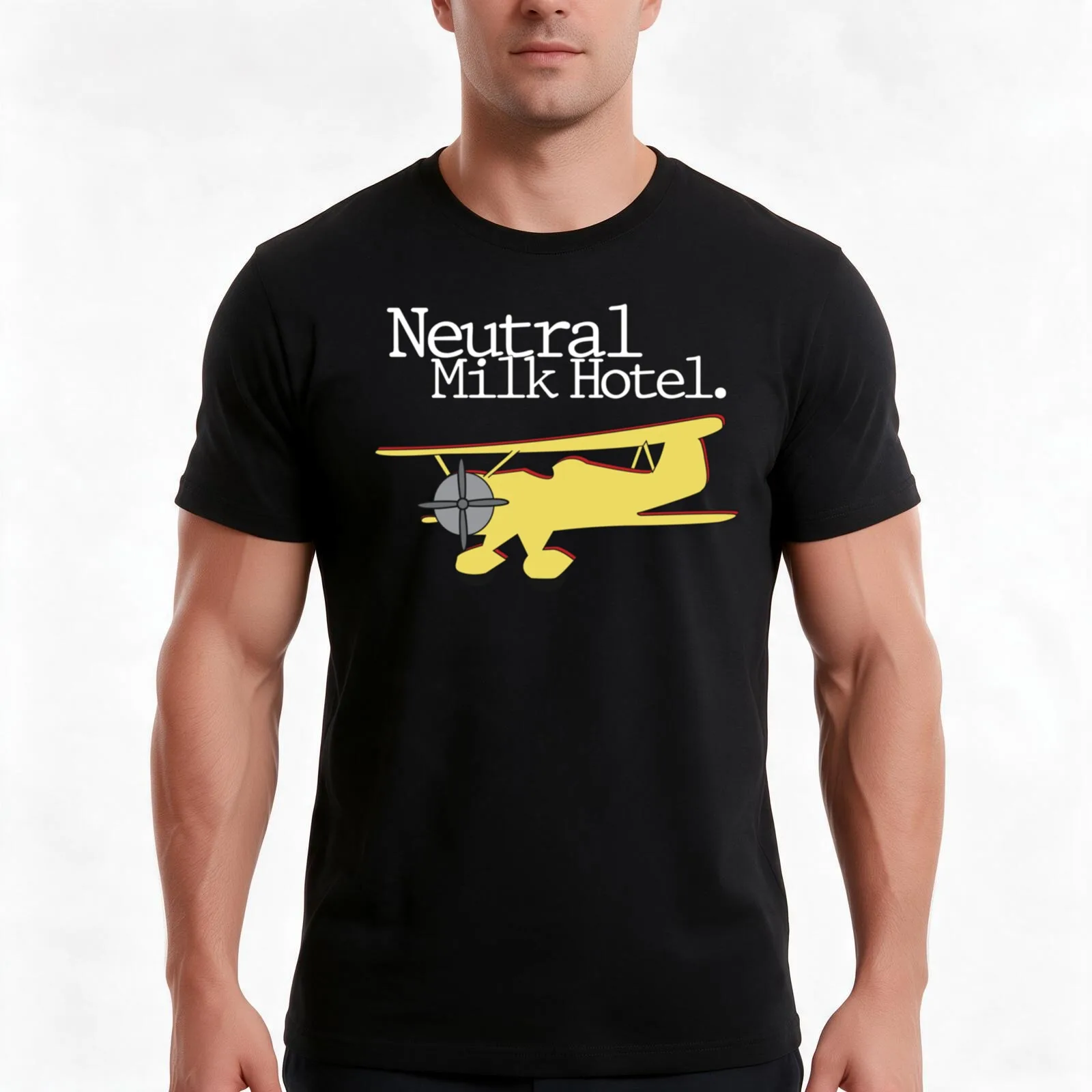 Neutral Milk Hotel - Aeroplane T-Shirt, Summer Casual Cotton Tee, Oversized Streetwear Tops, Vintage Graphic Print, 100% Cotton
