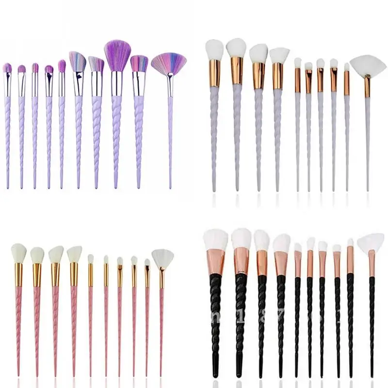 Unicorn Makeup Brushes Sets 10pcs Maquiagem Foundation Powder Cosmetic Blush Eyeshadow Women Beauty Glitter Make Up Brush Tools