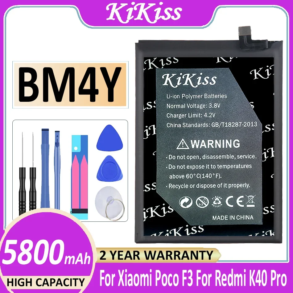 KiKiss Powerful Battery 5800mAh BM4Y For Xiaomi Poco F3 for Redmi K40 Pro K40Pro Bateria