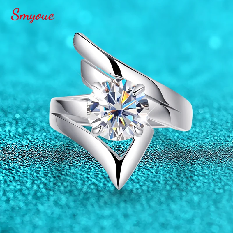 

Smyoue 2CT D VVS1 Certified Adjustable Moissanite Rings for Women Man Hip Hop Jewelry 925 Sterling Silver Original Dating Ring