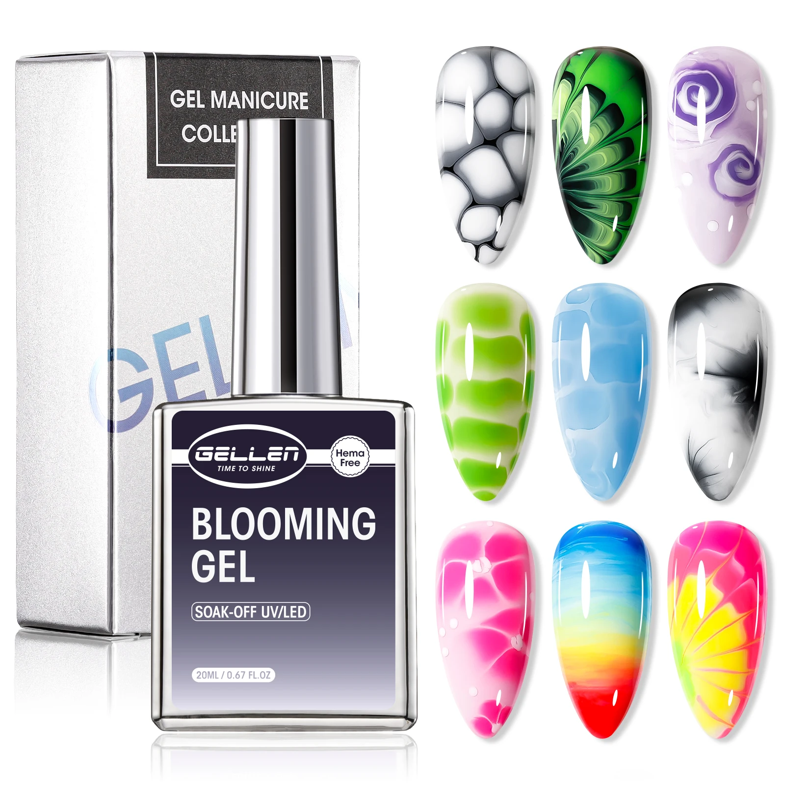 

Гель-лак GELLEN 20 мл, цветочный, для дизайна ногтей, с эффектом мрамора и акварели, для маникюра под УФ-лампой, подарок для самостоятельного дизайна ногтей
