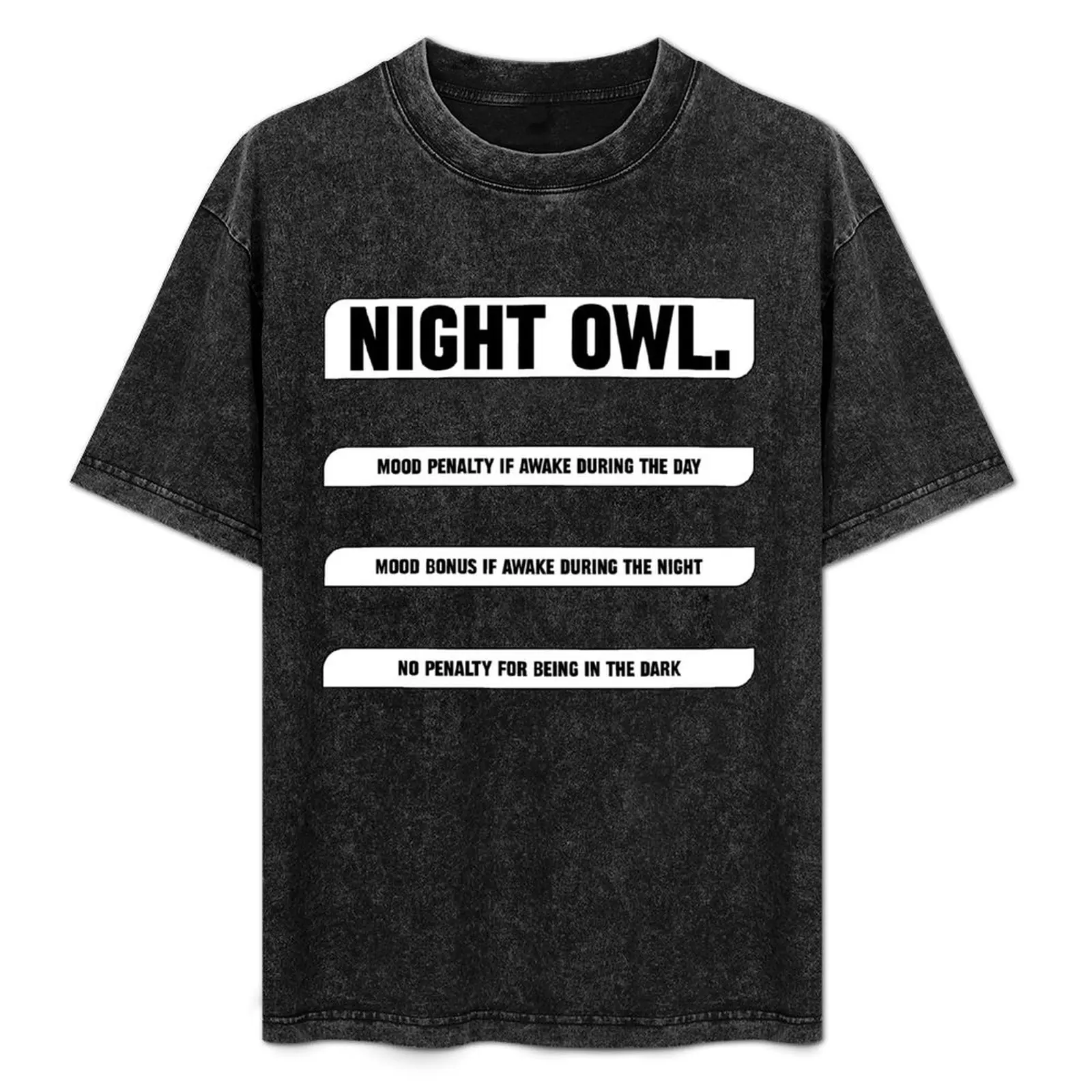 

Night Owl trait rimworld meme T-Shirt aesthetic clothes plus size tops for a boy korean fashion mens graphic t-shirts pack