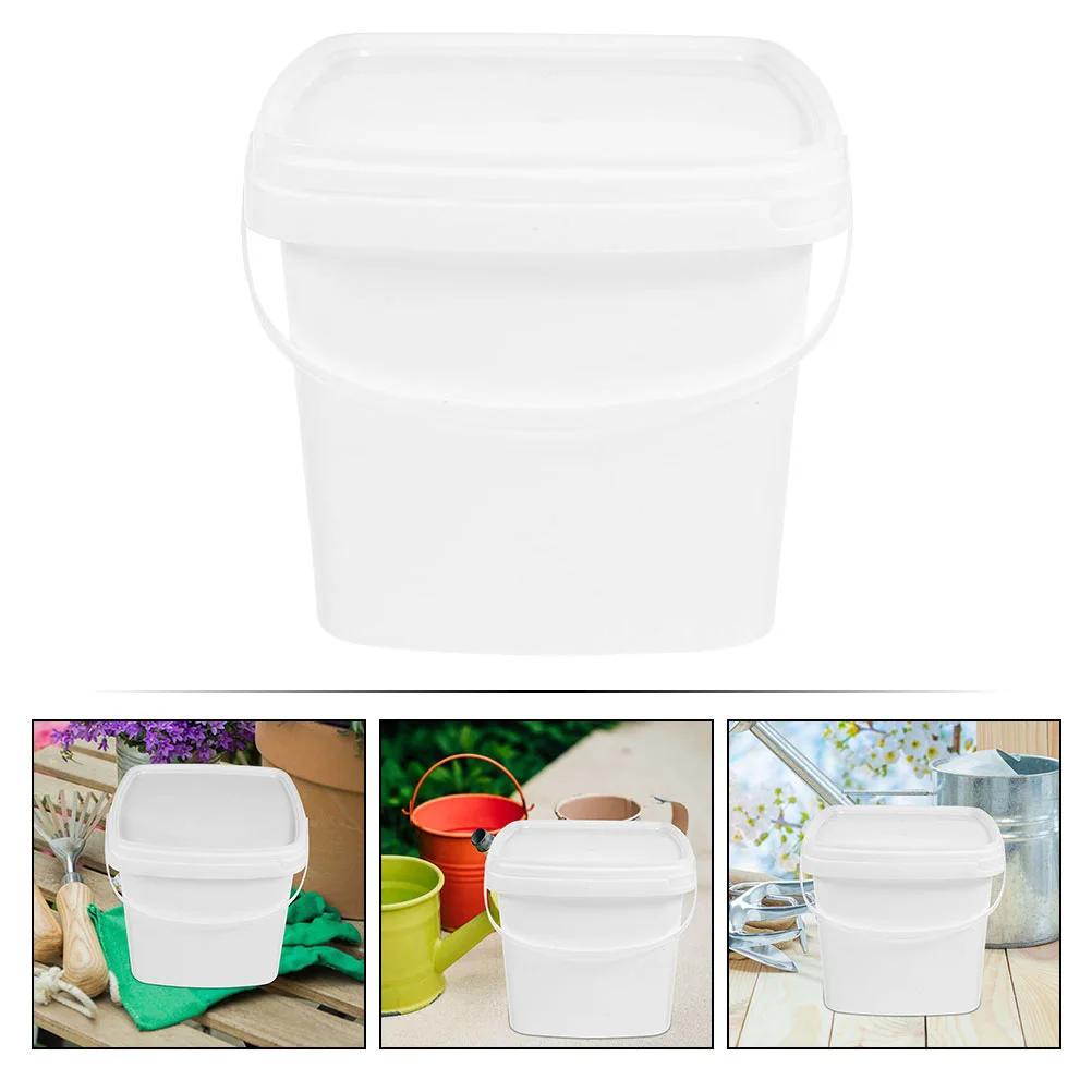 

Plastic Bucket 1L Sturdy Portable Water Container Thickened PP Material Handle Lid Multipurpose Home Garden Cleaning Bucket