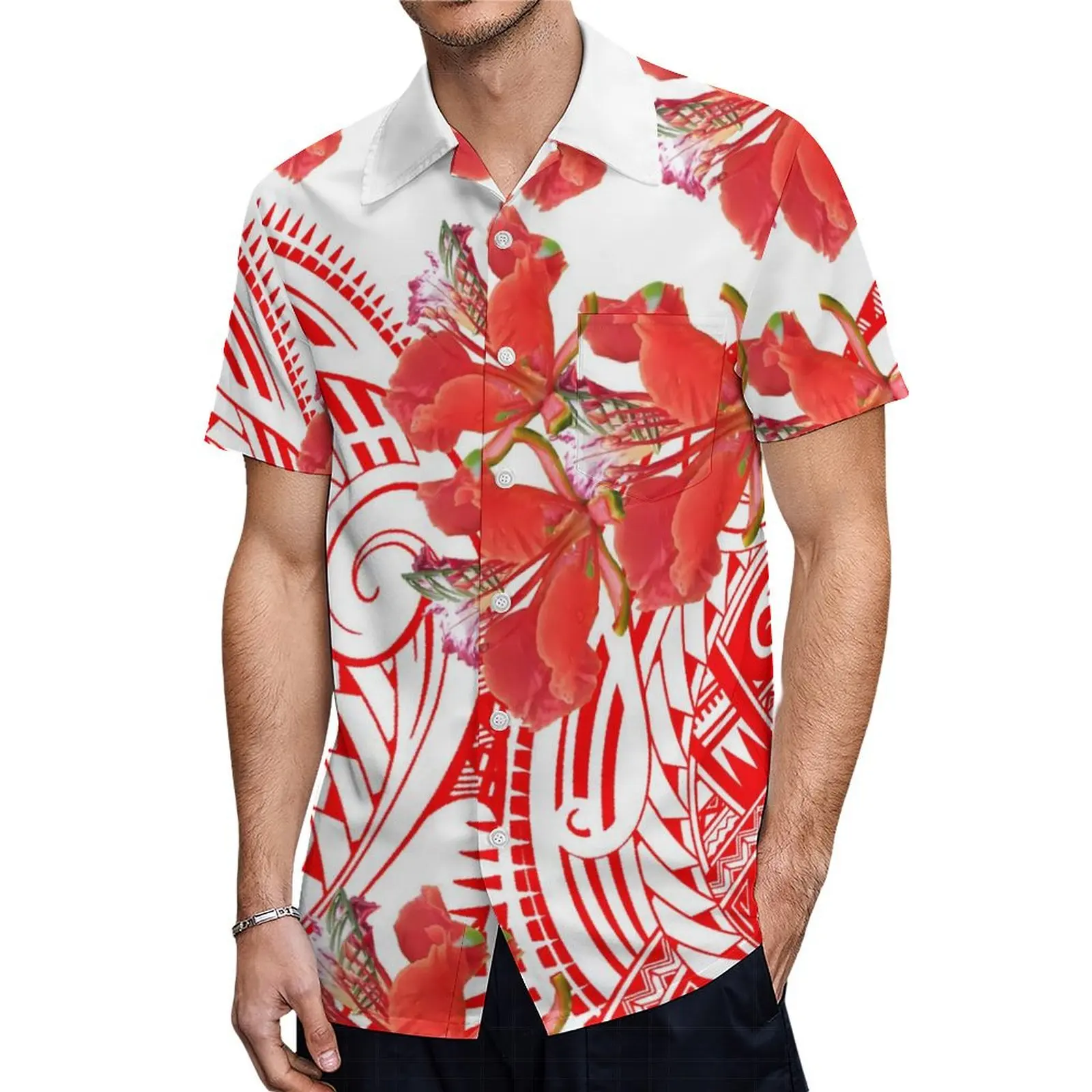 MUMU Polynesian Full Print Men Shirt Customized Samoa Women Dress Print Style Hawaii Summer Couple Clothing