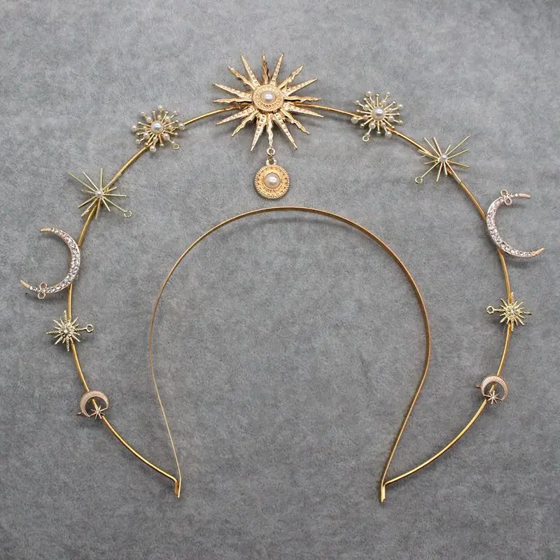 DIY Kit Gold Stars Boho Stars Sun Moon Halo Crown Headpiece Goddess Headband Bridal Maternity Crown For Photoshoot