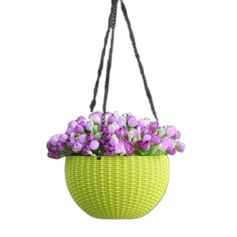 Modern Rattan Surface Indoor Plant pot Self-watering Hanging basket Flowerpot for balcony decoration