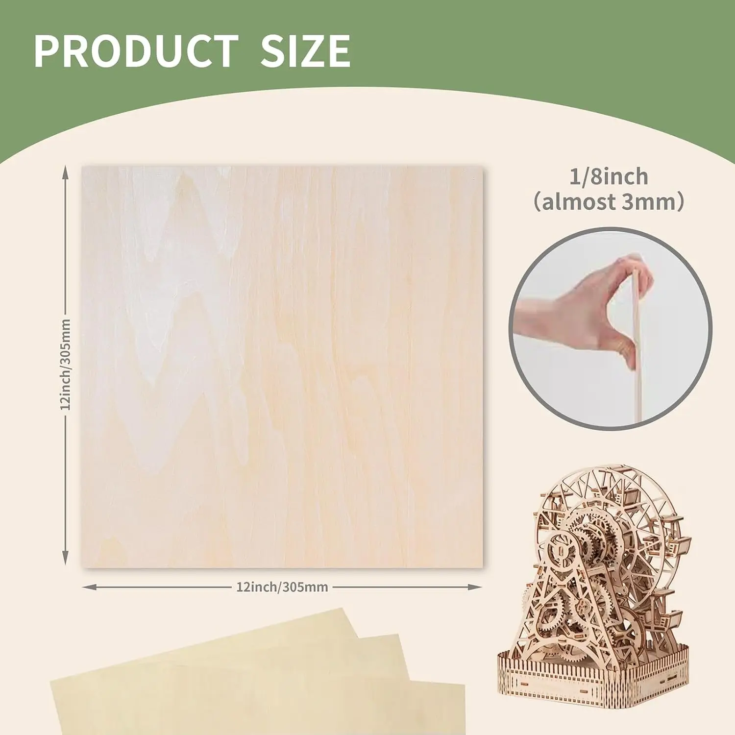 Pacote com 48 Folhas de Compensado de Basswood, 12x12x1/8 Polegadas, Superfície Lisa para Corte a Laser e Artesanato DIY