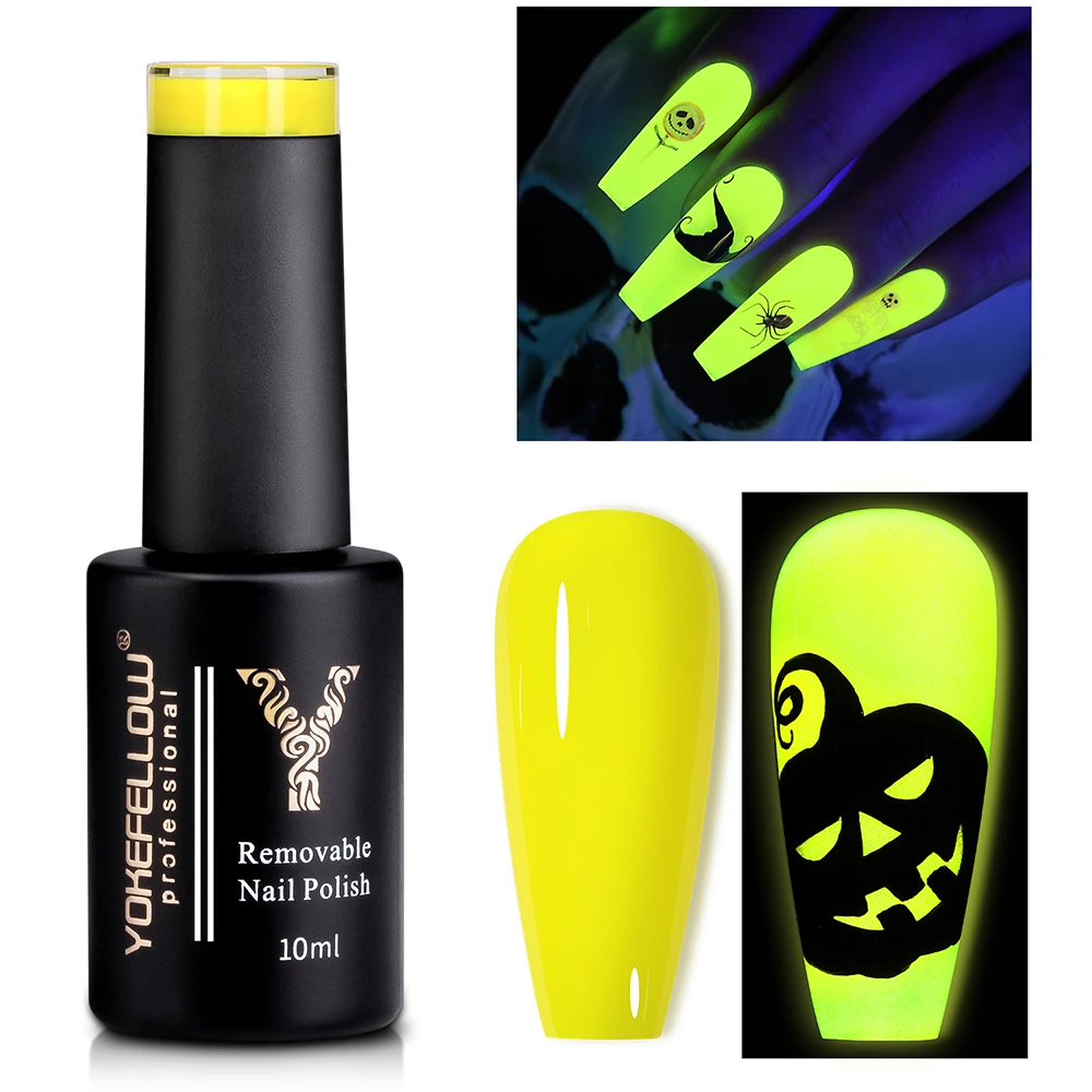 

10ml Yellow Luminous Gel Nail Polish Glow-in-Dark Semi Permanent Gel Varnish UV LED Soak Off Fluorescent Neon Nails Art Gel