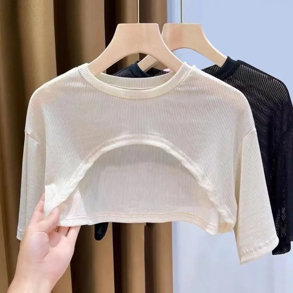 เสื้อใหม่ผู้หญิงเสื้อสีทึบ Super สั้นเซ็กซี่ผ้าฝ้าย TEE หลวม T เสื้อ Street VINTAGE สวมใส่ฤดูร้อนเอวสูง