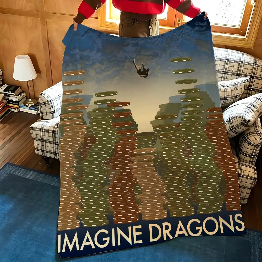 Music I-Imagine D-Dragons Throw Flannel Cozy Print Blanket, Portable, Durable  Machine Washable cute Cool