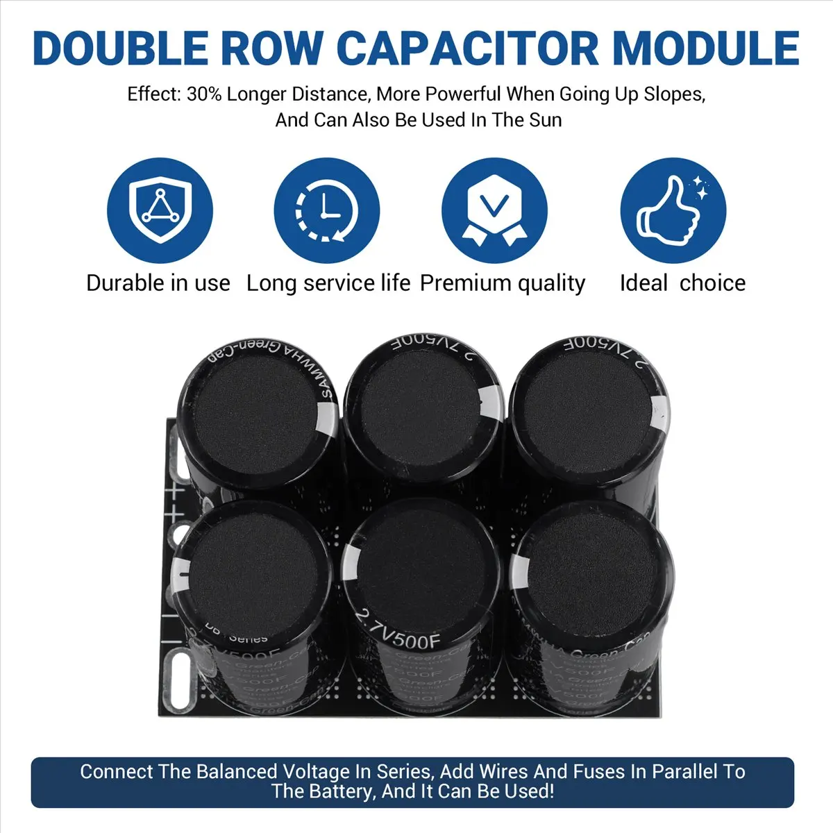 

A32M 16V83F Dual Row Capacitor Module for SAMWHA Automotive Super Farad Capacitor Module Boost Power Regulator Power Supply