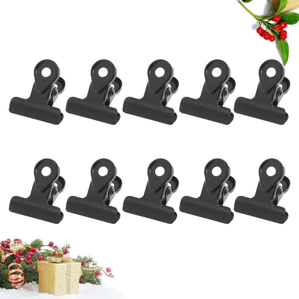 

10PCS Metal Bulldog Clips Plating Paper Clamp Hinge Binder Copper 20mm Black Small Hole Strong Spring Wall Door Wooden