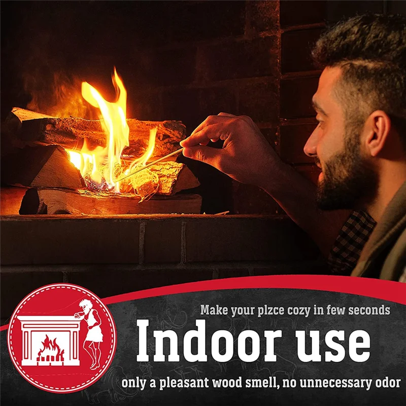 A21I-36Piece Avviadores de fuego Rollo de madera de cera para chimenea, estufa de leña, campanas, parrilla, fogones, ahumador, barbacoa