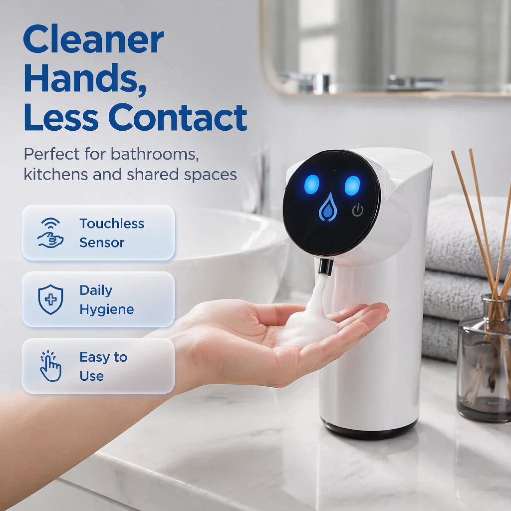 USB Rechargeable Automatic Foam Soap Dispenser Infrared Sensor 3 Speed Adjustable Touchless Hand Wash Pump for Bathroom Kitchen