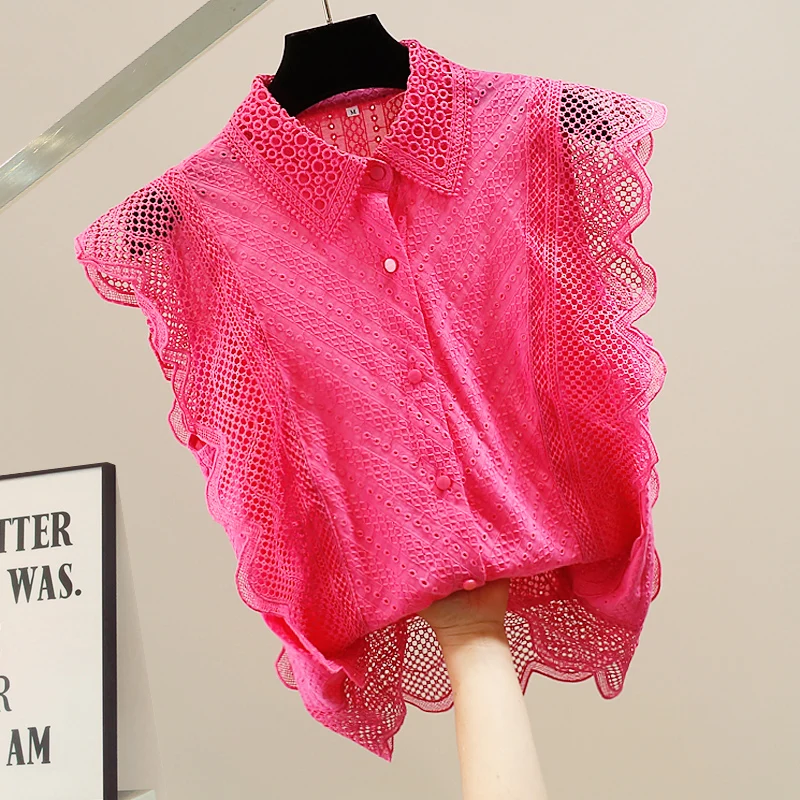 

Модный женский топ с кружевными вставками и вырезами, свободный, стройнящий, повседневный, универсальный, в корейском стиле