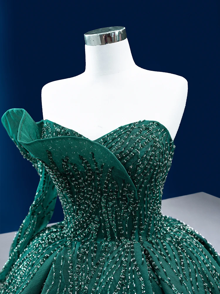 Verde quinceanera vestidos de baile de um ombro mangas compridas frisado mexicano doce 16 vestidos 15 anos