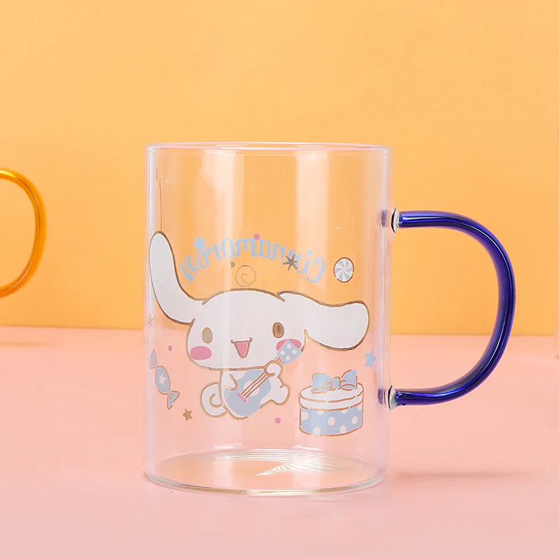 350Ml Sanrio Kawaii Water Cup Cinnamoroll Mymelody Pompom Purin Cartoon Anime Glass Coffee Cup Household Mug Toys for Kids Gift