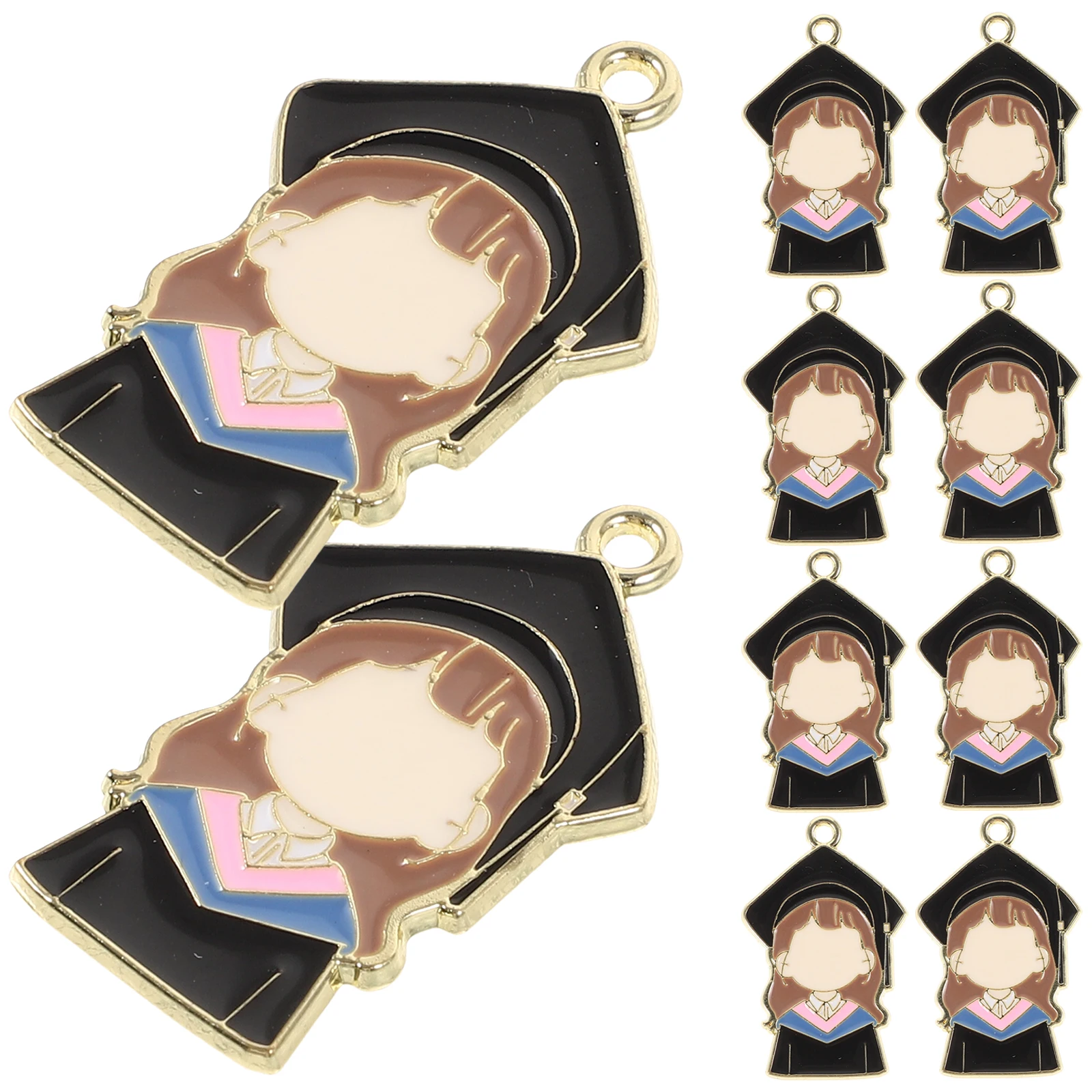 

10 Pcs Acrylic Graduation Charms Pendant Earrings Decorative Metal Keychain DIY Jewelry Crafts Accessories Small for Necklace