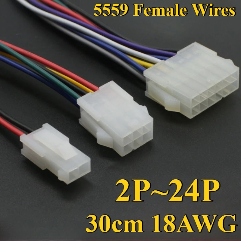 

5557 5559 4.2mm Automobile Harness Connector 2/4/6/8/10/12/14-24 Pin 30cm Electric Motorcycle Controller Male Female Plug Wire