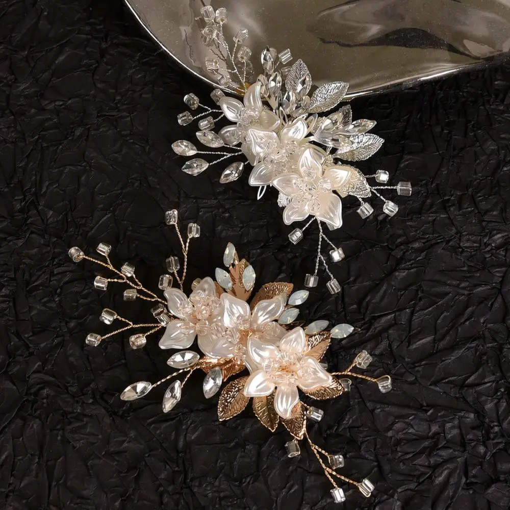 Handmade Alloy Leaf Floral Hair Clip For Wedding Bridal Hair Jewelry Elegant Women Party Decorative Hairpin Gift