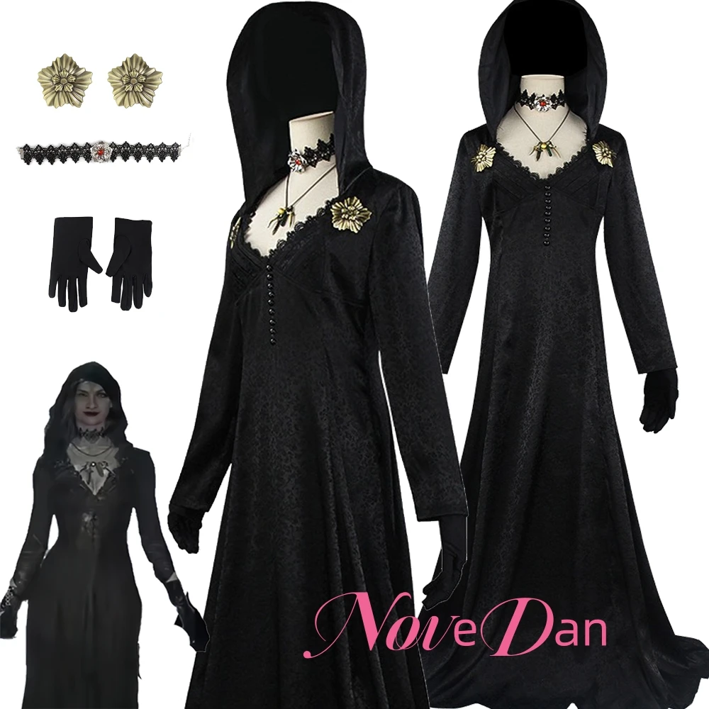 

Resident 8 Village Cosplay Evil Bela Moth Lady Dimitrescu Costume Vampire Disguise Women Party Dress Halloween Suit Plus Size