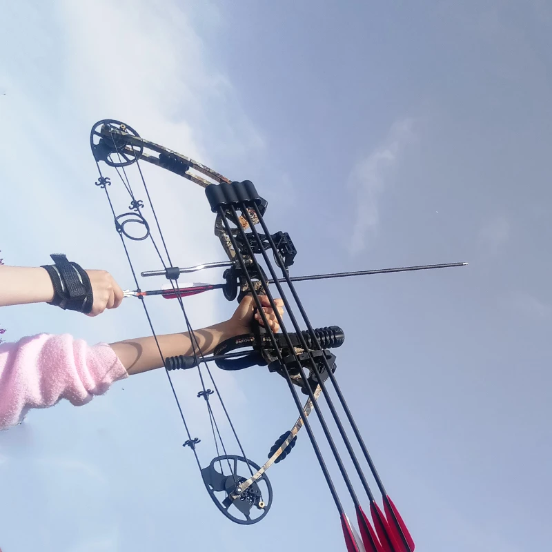 Wrist Sling Rubber Stabilizer Sight Arrow Rest Camo M125 Archery Bow and Arrow Compound Bow Set